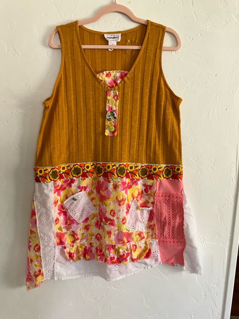 Handmade Boho Patchwork Floral Tunic Top Large - Picture 2 of 8